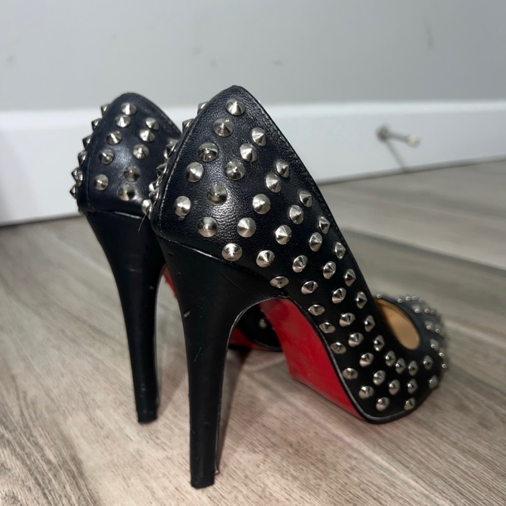 Authentic Christian Louboutin Studded Black Leather Stilettos